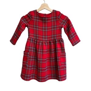 Red and Black Plaid with Metallic Gold Treading Dress, Size 4 Girls